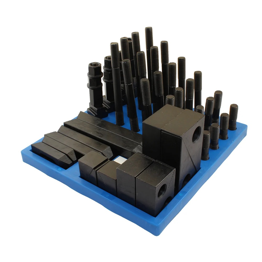 Набор клиновых ступенчатых прижимов TLX из 58-ми предметов, паз 21,7 мм М18х2,5 на пластиковой подставке 