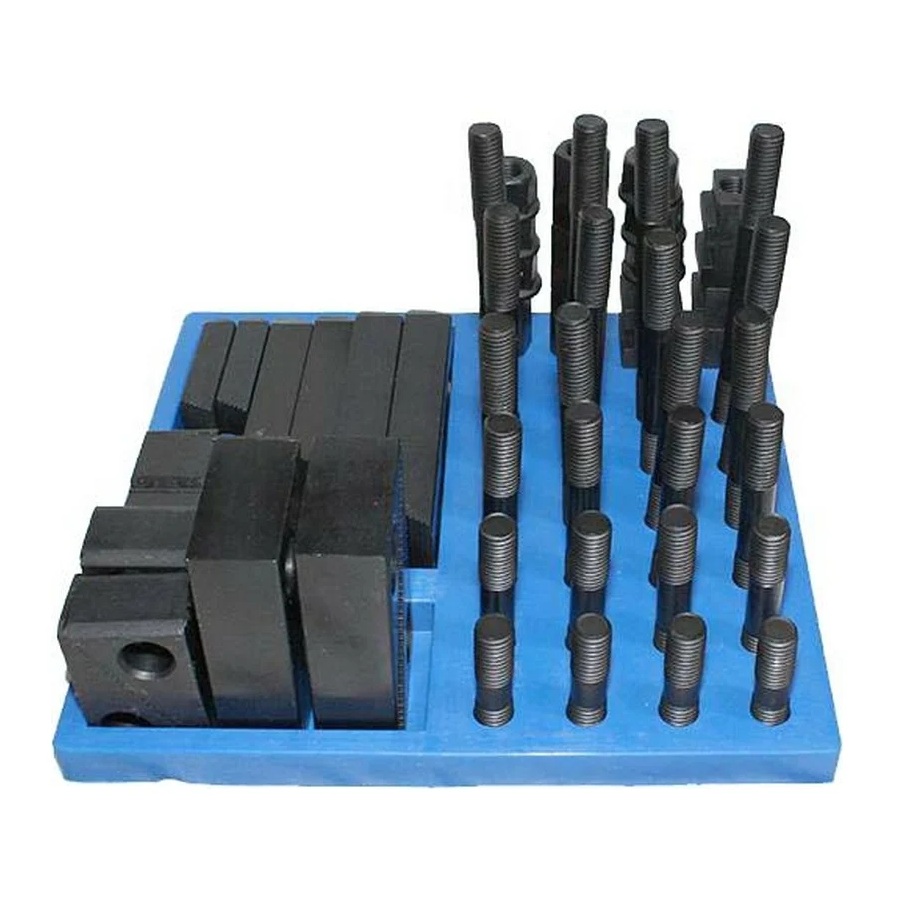 Набор клиновых ступенчатых прижимов (58 предметов, паз 21.7 мм, М20x2.5 мм, пластиковая подставка, YT-0212) CNIC