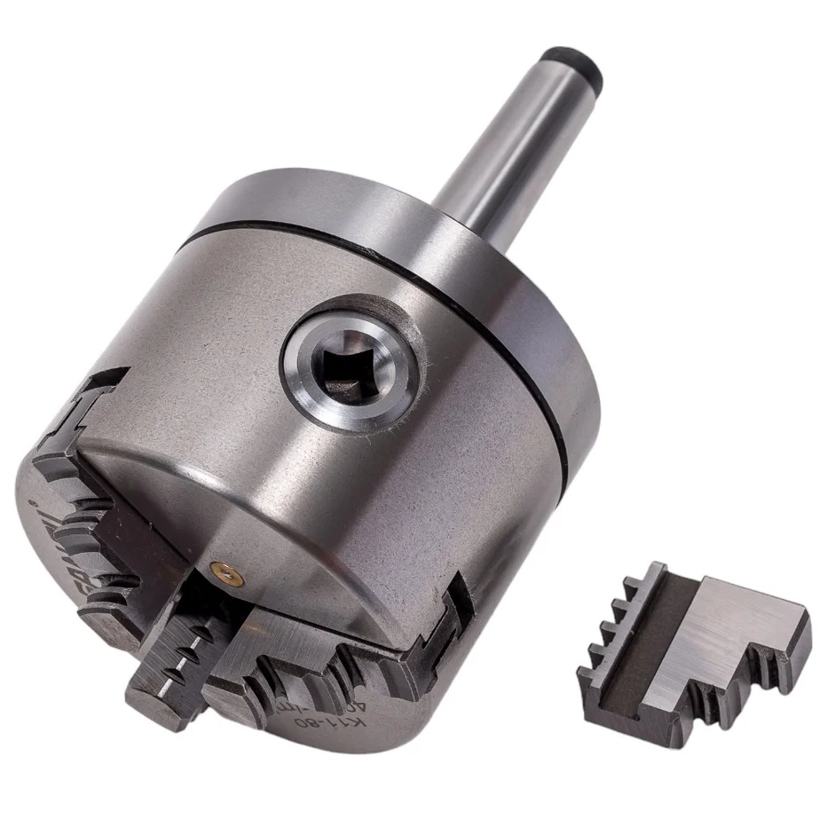 Патрон токарный 80 мм 3-х кулачковый с хвостовиком КМ2, кулачки К11 CNICФото 10785-02.jpg