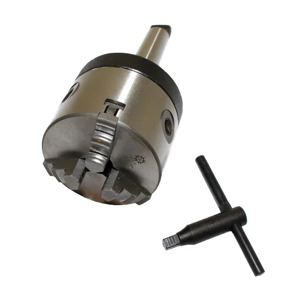 Патрон токарный 100 мм 3-х кулачковый с хвостовиком КМ4 с лапкой, кулачки К11 TLX