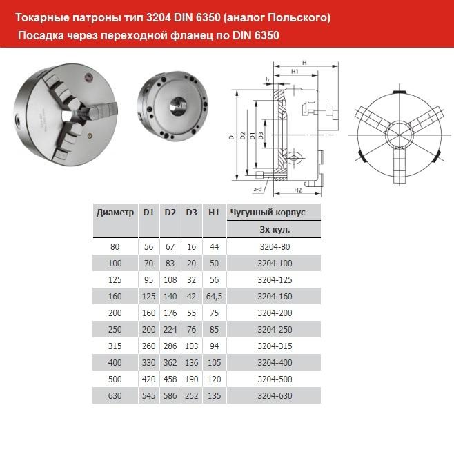 Патрон токарный 160 мм 3-х кулачковый, тип 3204, аналог PS3-160 CNICФото 10810-02.jpg