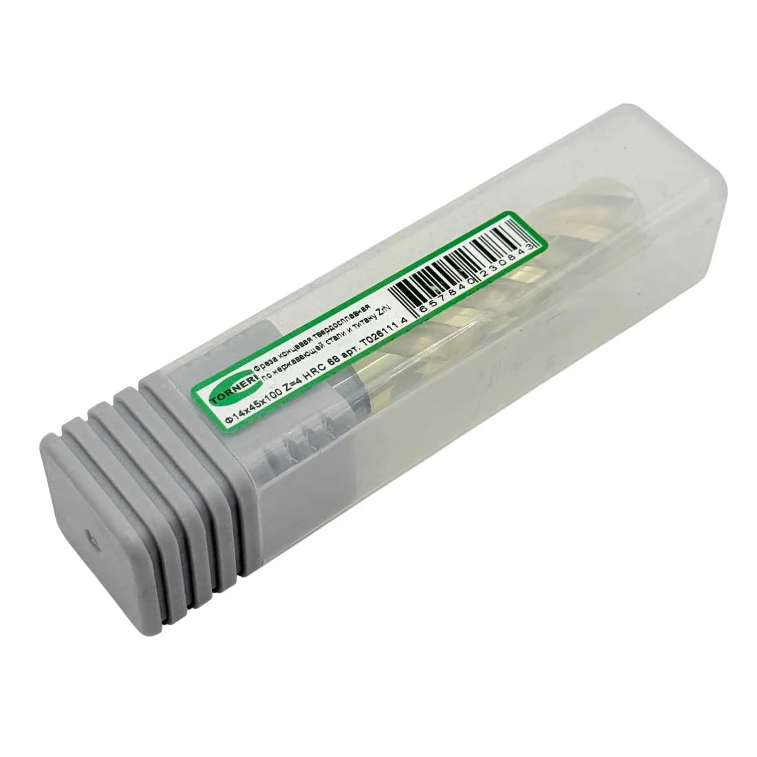 Фреза концевая твердосплавная ц/х TORNERI 14x45x100 мм z=4 по нержавеющей стали и титану, с покрытием ZrN, HRC 68Фото 11266-02.jpg