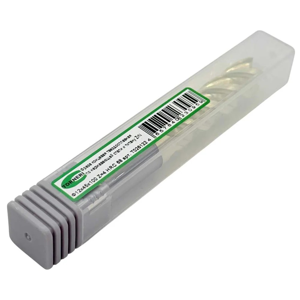 Фреза концевая твердосплавная ц/х TORNERI 12x45x100 мм z=4 по нержавеющей стали и титану, с покрытием ZrN, HRC 68Фото 11284-02.jpg