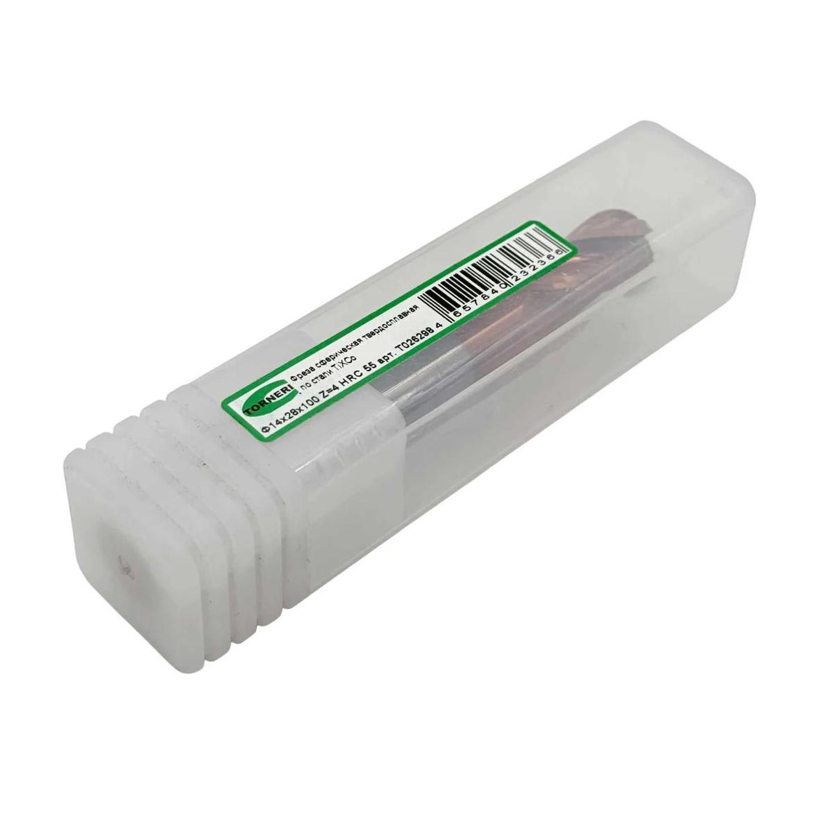 Фреза сферическая твердосплавная ц/х TORNERI 14x28x100 мм z=4 по стали, с покрытием TiXCo, HRC 55Фото 11311-03.jpg