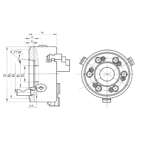 Трехкулачковый токарный патрон 7100-0093 (K11-500/D8) FORCECHUCK с прямыми и обратными кулачкамиФото 11384-04.jpg