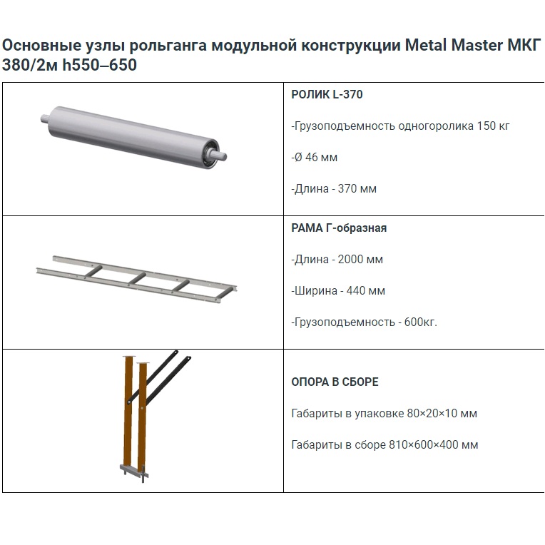 Рольганг модульной конструкции Metal Master МКГ 380/2м h550-650Фото 3502-02.jpg