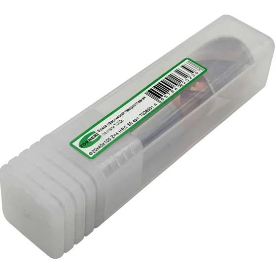 Фреза сферическая твердосплавная ц/х TORNERI 20x40x100 мм z=4 по стали, с покрытием TiXCo, HRC 55Фото 9246-03.jpg